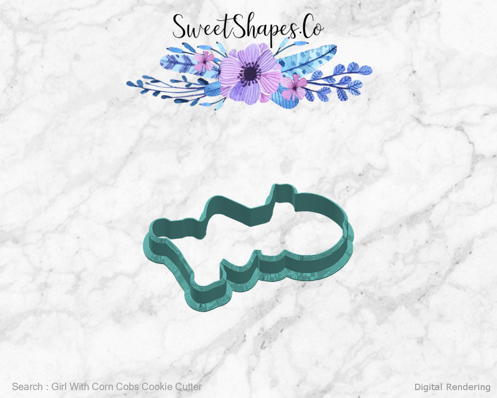 Girl With Corn Cobs Cookie Cutter — right view