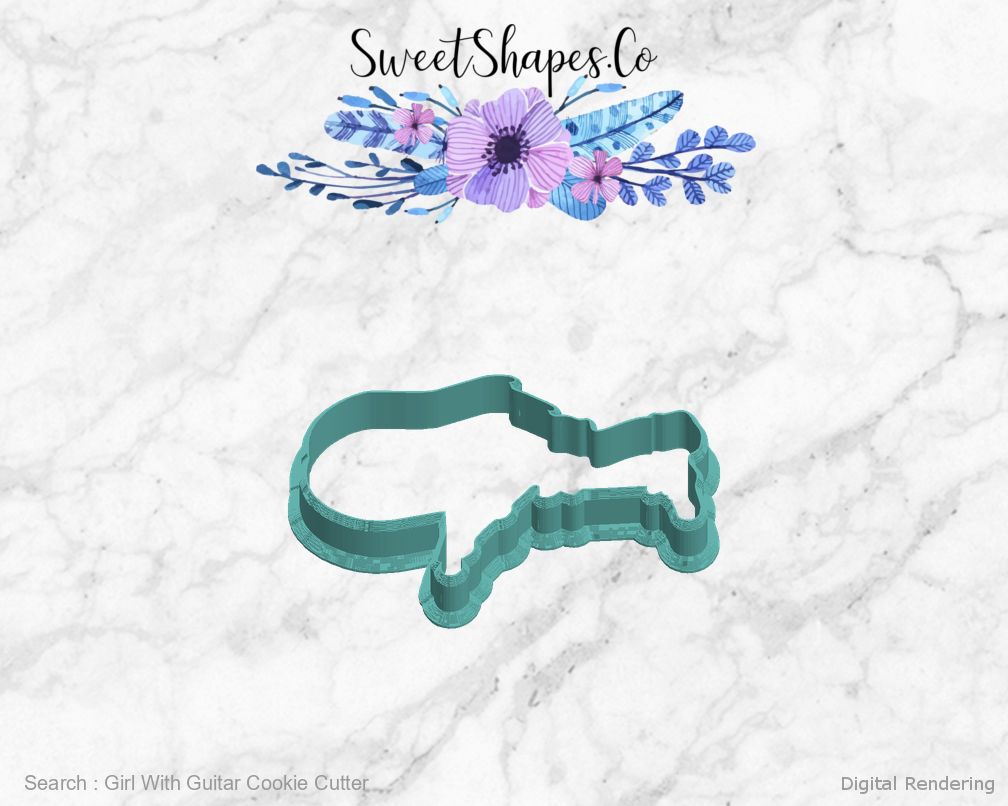 Girl With Guitar Cookie Cutter — left view