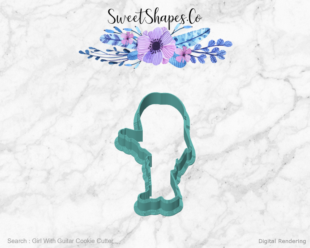 Girl With Guitar Cookie Cutter — front view