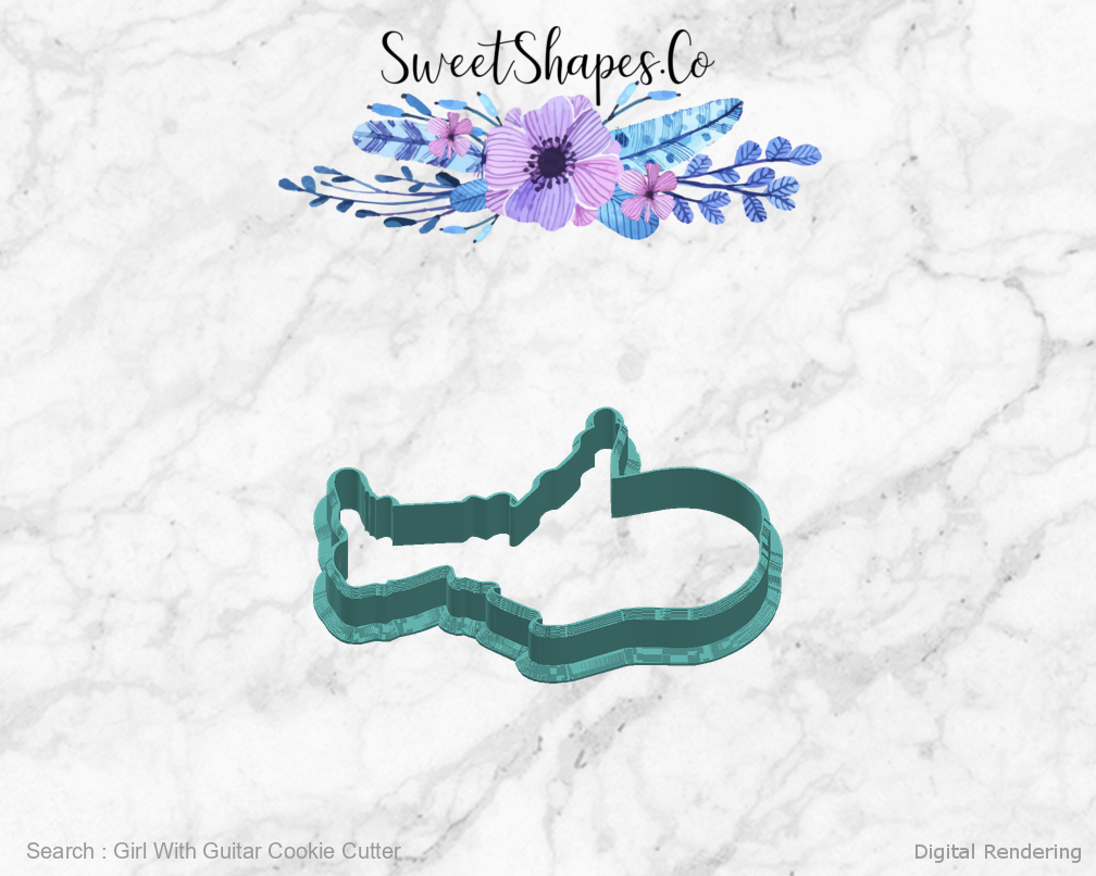 Girl With Guitar Cookie Cutter — right view