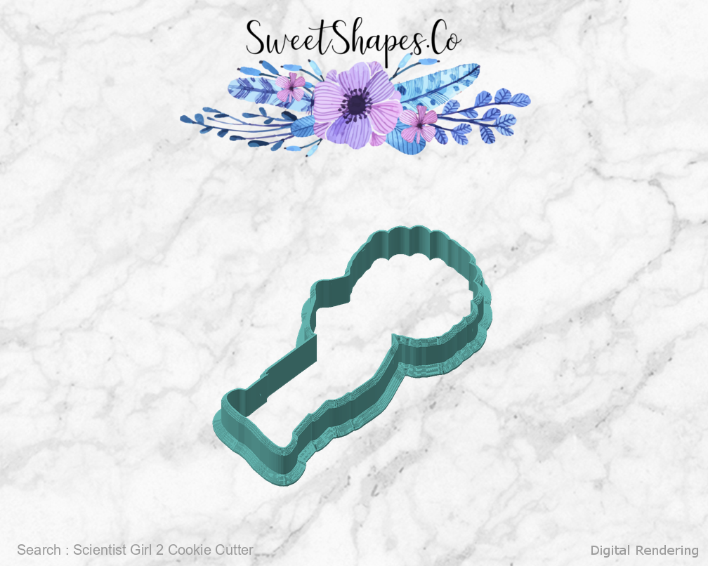 Scientist Girl 2 Cookie Cutter — angled front view