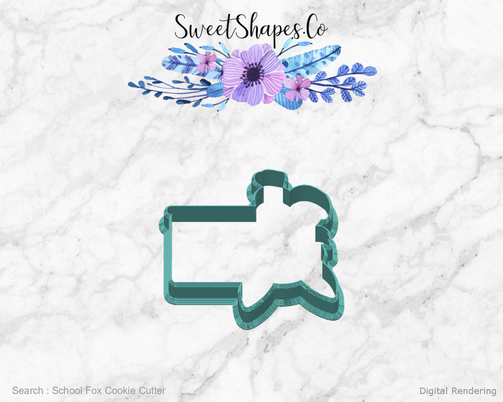 School Fox Cookie Cutter — back view