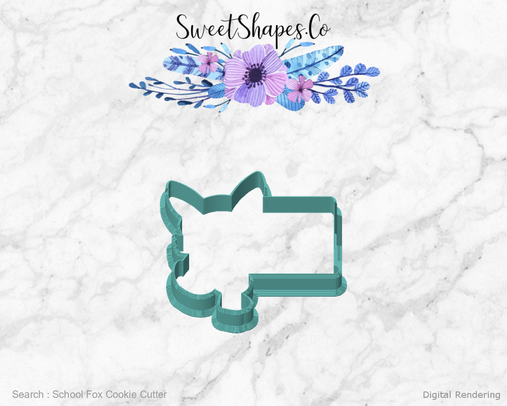 School Fox Cookie Cutter — front view