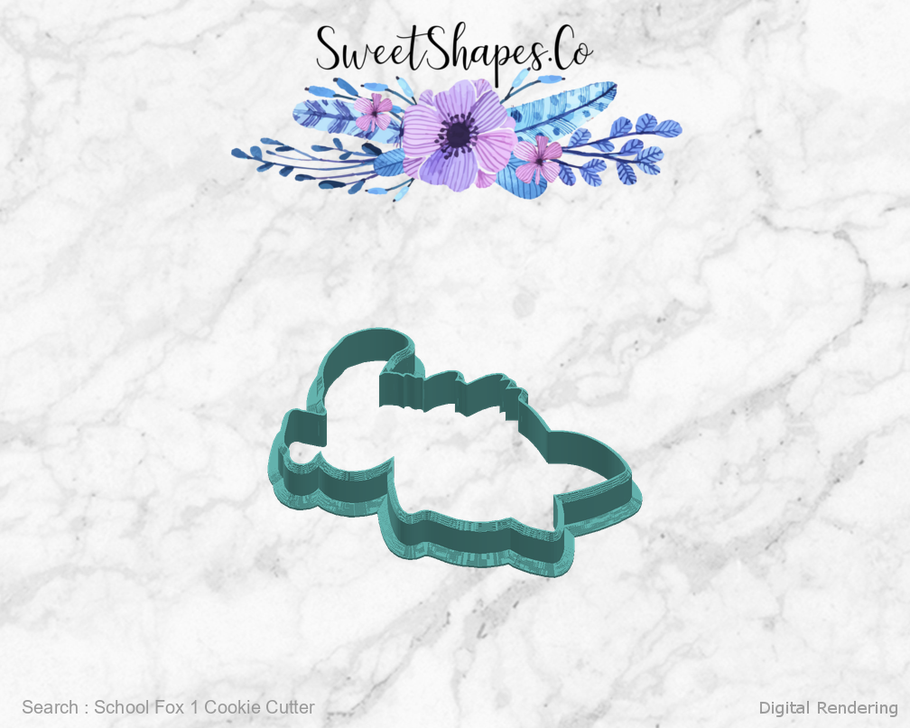 School Fox 1 Cookie Cutter — right view