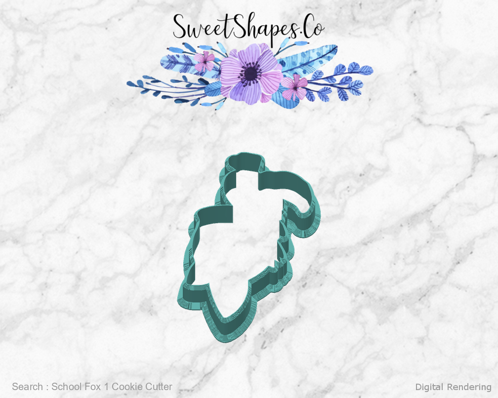 School Fox 1 Cookie Cutter — back view