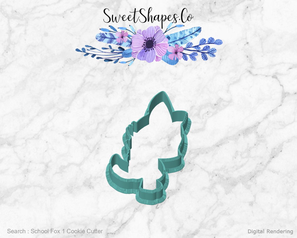 School Fox 1 Cookie Cutter — front view
