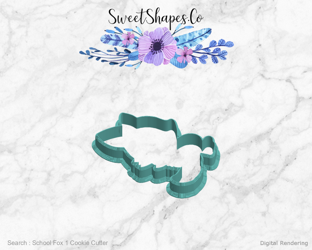 School Fox 1 Cookie Cutter — left view