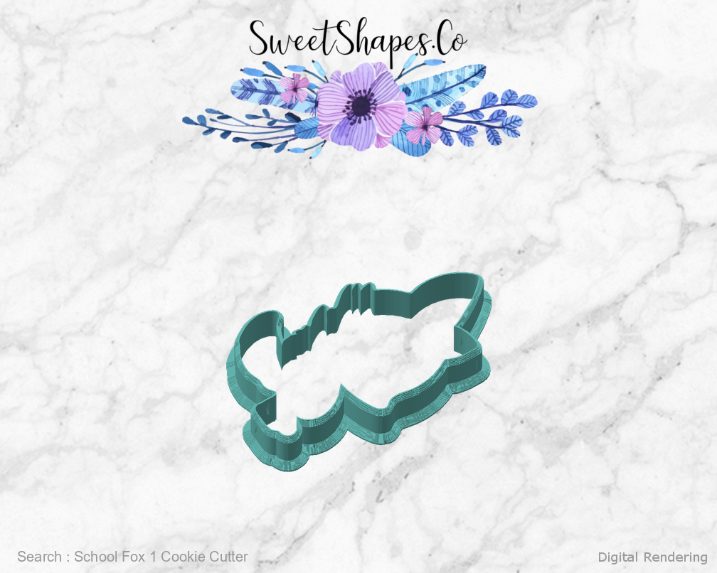 School Fox 1 Cookie Cutter — angled front view