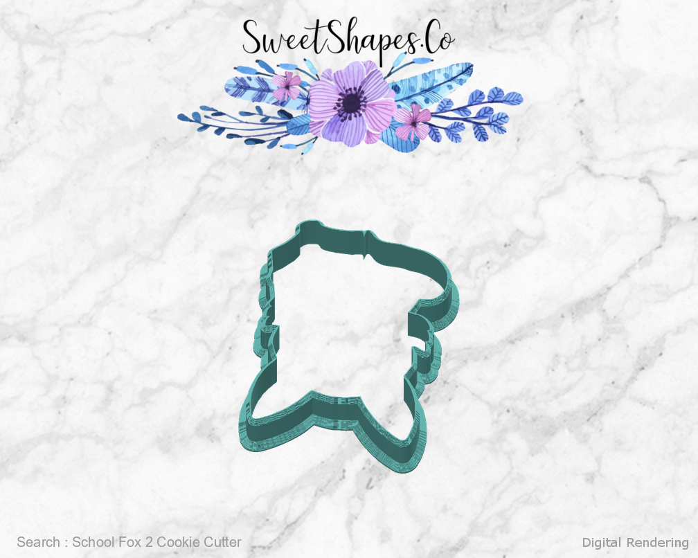 School Fox 2 Cookie Cutter — back view