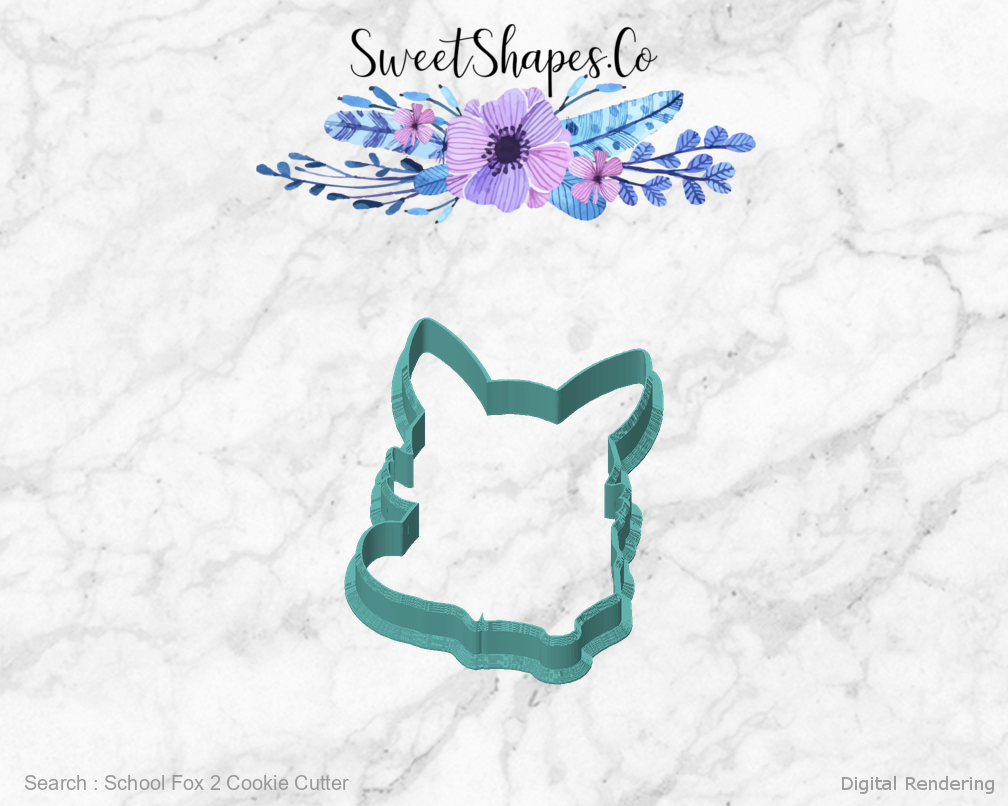 School Fox 2 Cookie Cutter — front view