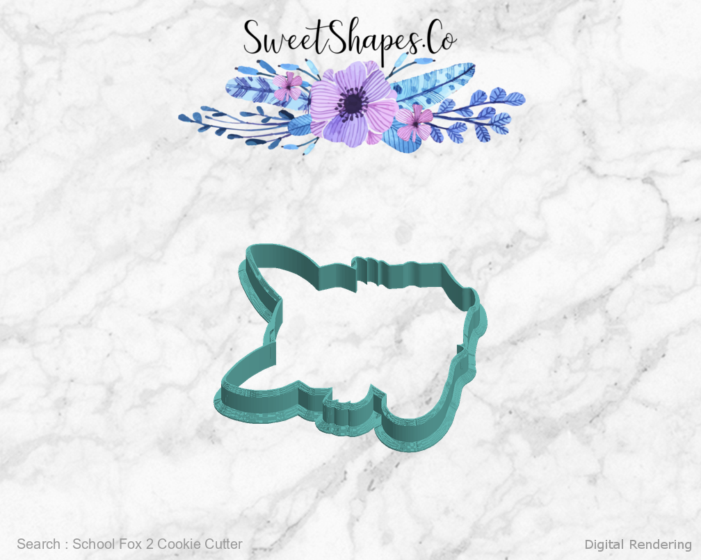 School Fox 2 Cookie Cutter — left view
