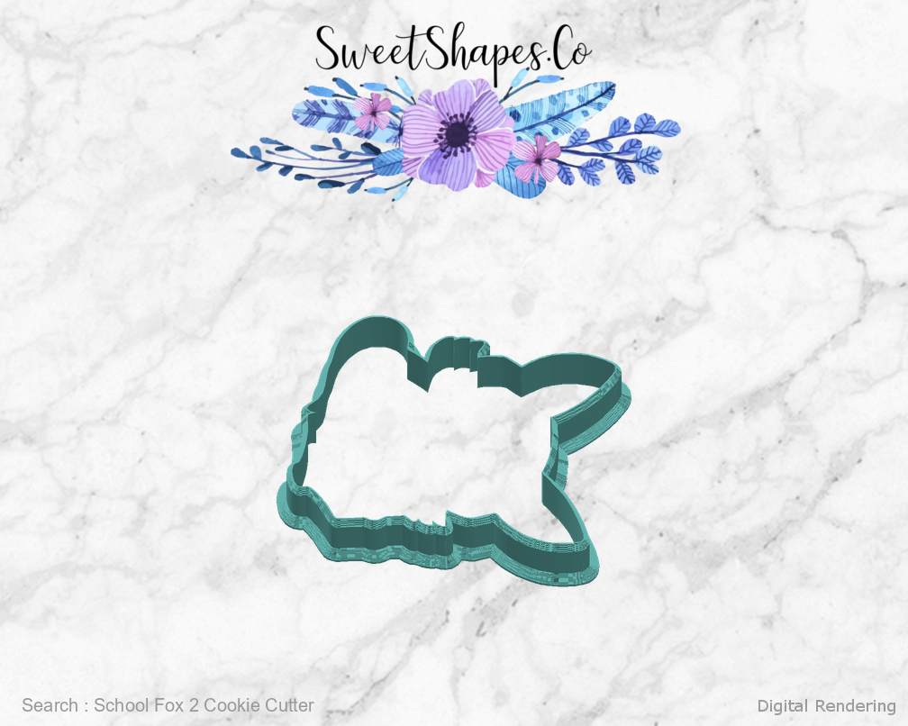 School Fox 2 Cookie Cutter — right view