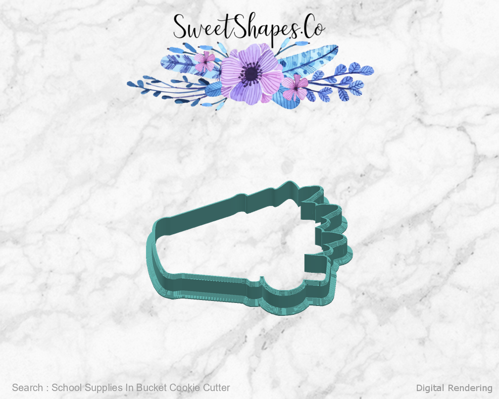 School Supplies In Bucket Cookie Cutter — right view