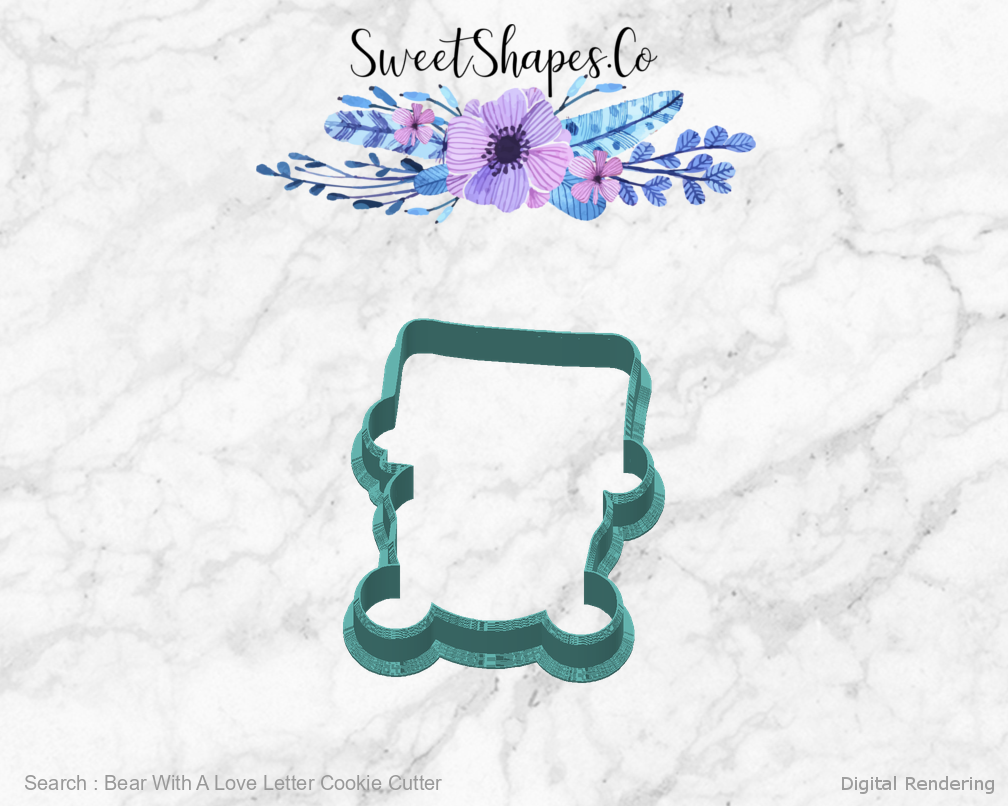 Bear With A Love Letter Cookie Cutter — back view