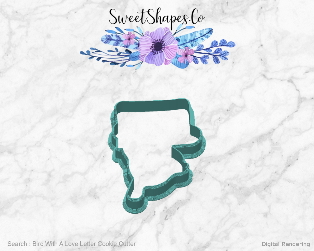 Bird With A Love Letter Cookie Cutter — back view