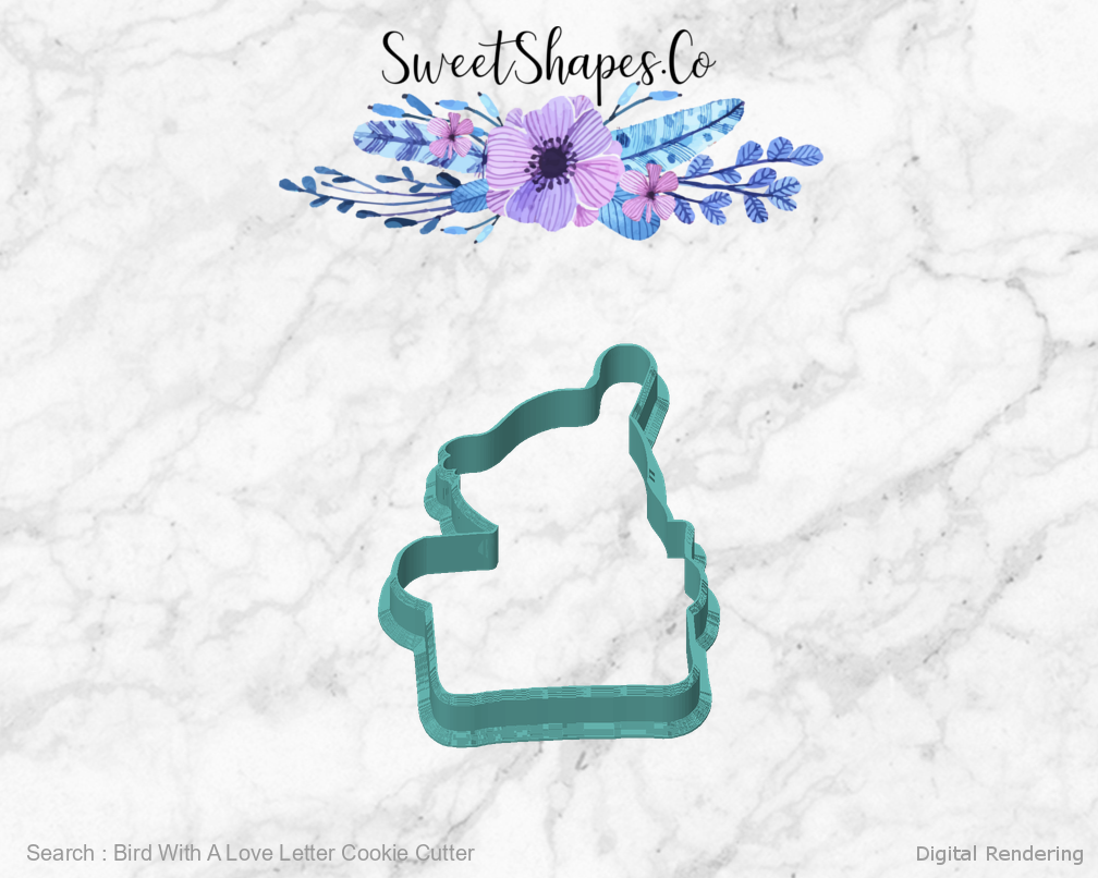 Bird With A Love Letter Cookie Cutter — front view
