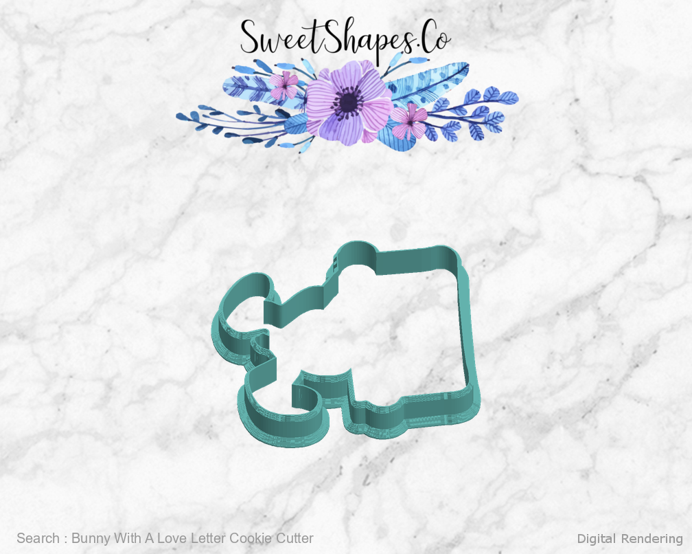 Bunny With A Love Letter Cookie Cutter — left view