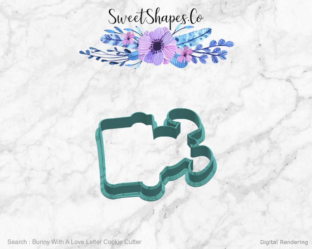 Bunny With A Love Letter Cookie Cutter — right view