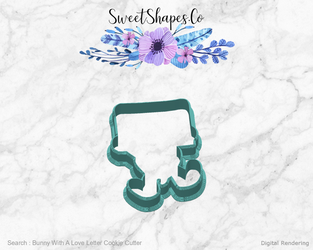 Bunny With A Love Letter Cookie Cutter — back view