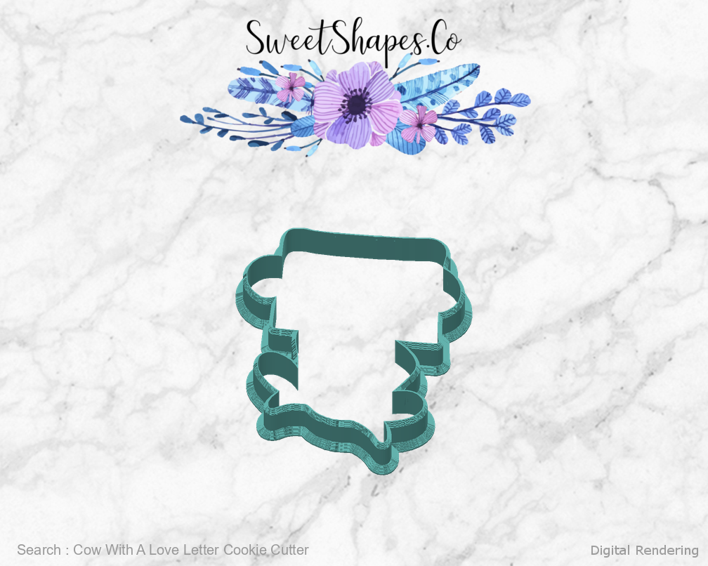 Cow With A Love Letter Cookie Cutter — back view