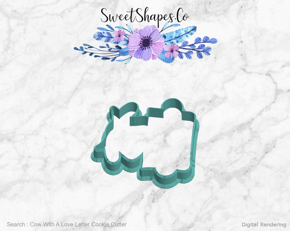 Cow With A Love Letter Cookie Cutter — left view