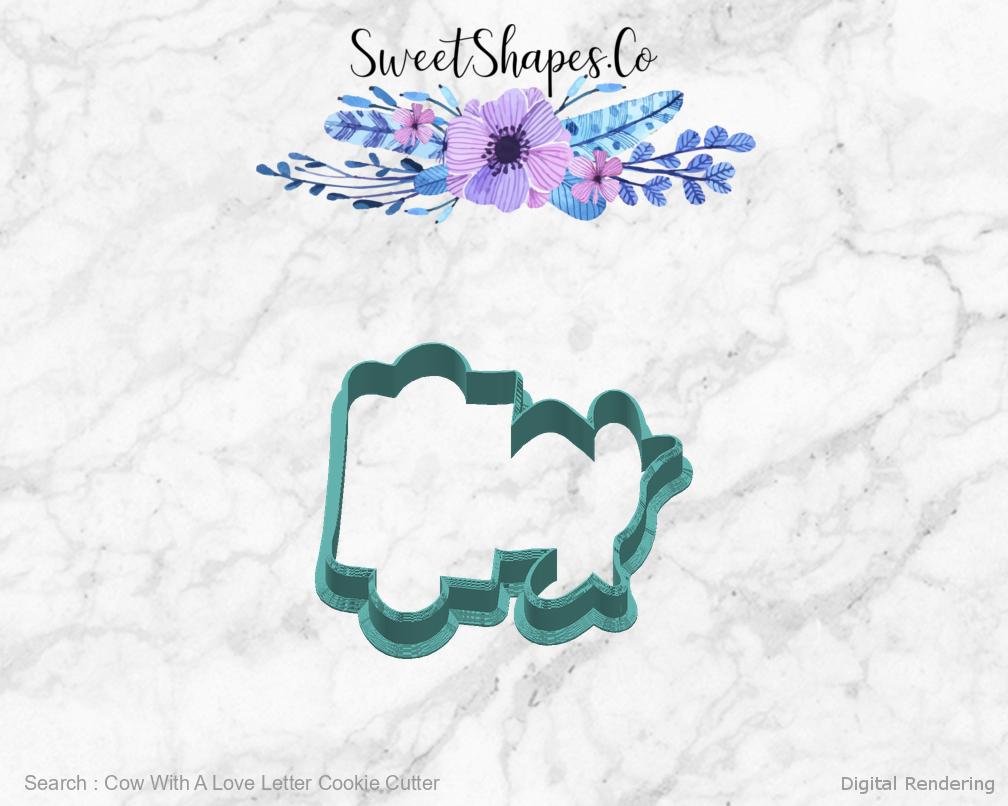 Cow With A Love Letter Cookie Cutter — right view