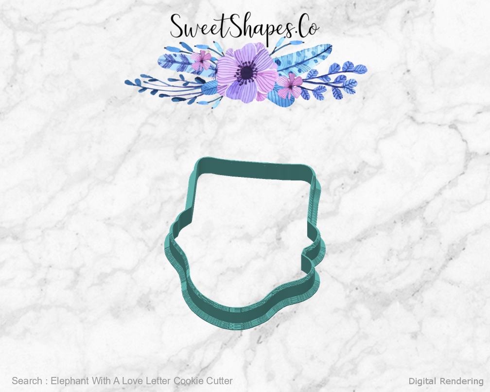 Elephant With A Love Letter Cookie Cutter — back view