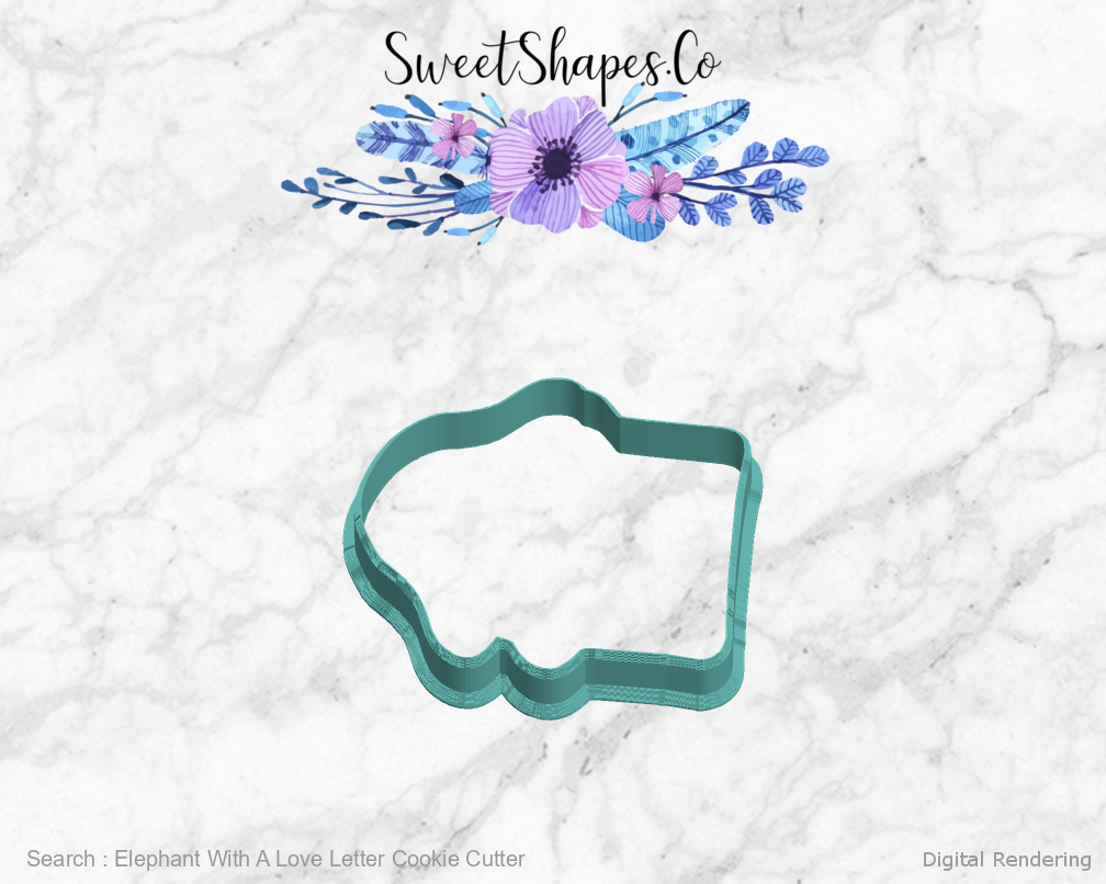 Elephant With A Love Letter Cookie Cutter — left view