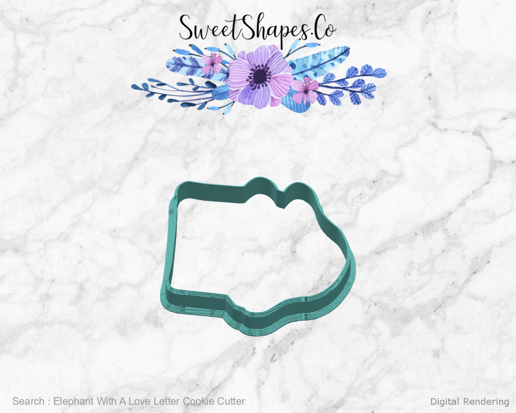 Elephant With A Love Letter Cookie Cutter — right view