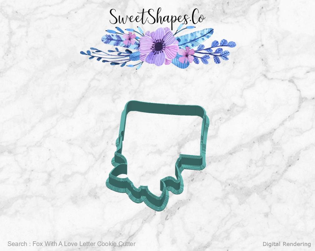 Fox With A Love Letter Cookie Cutter — back view