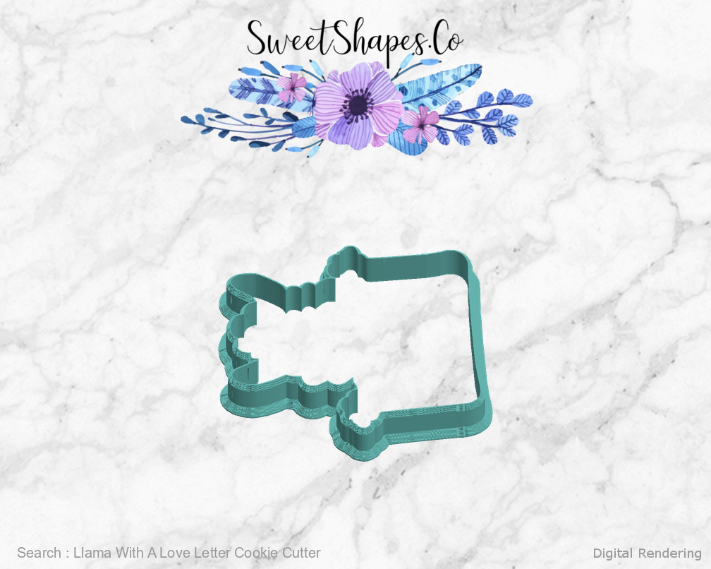 Llama With A Love Letter Cookie Cutter — left view