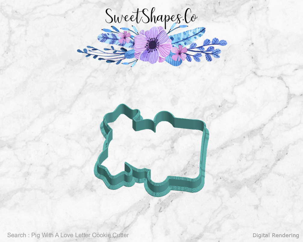 Pig With A Love Letter Cookie Cutter — left view