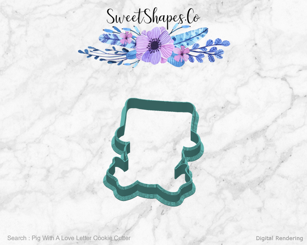 Pig With A Love Letter Cookie Cutter — back view