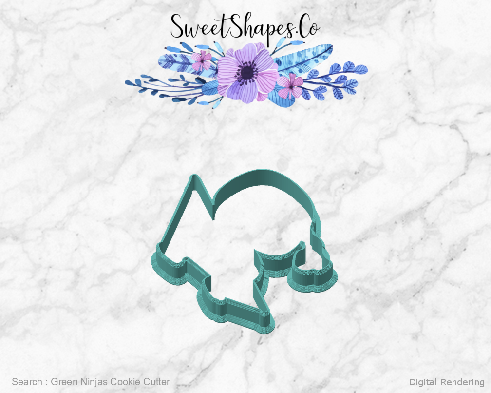 Green Ninjas Cookie Cutter — angled front view