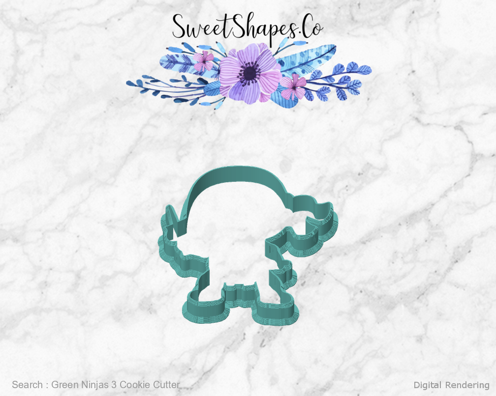 Green Ninjas 3 Cookie Cutter — front view
