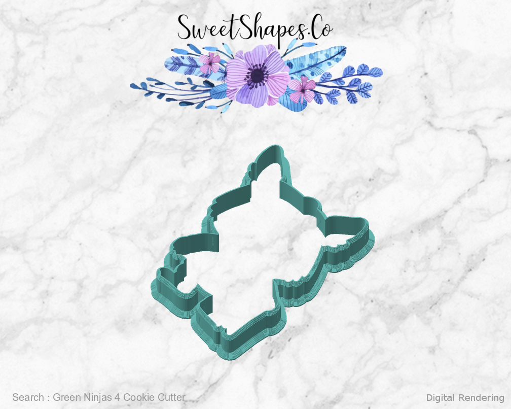 Green Ninjas 4 Cookie Cutter — angled front view