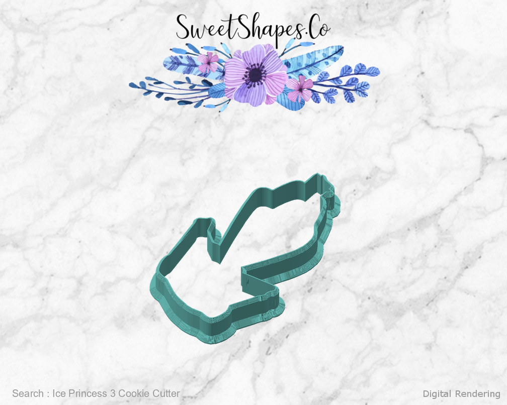 Ice Princess 3 Cookie Cutter — angled front view