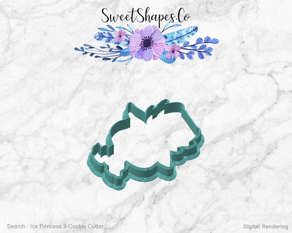 Ice Princess 9 Cookie Cutter — angled front view