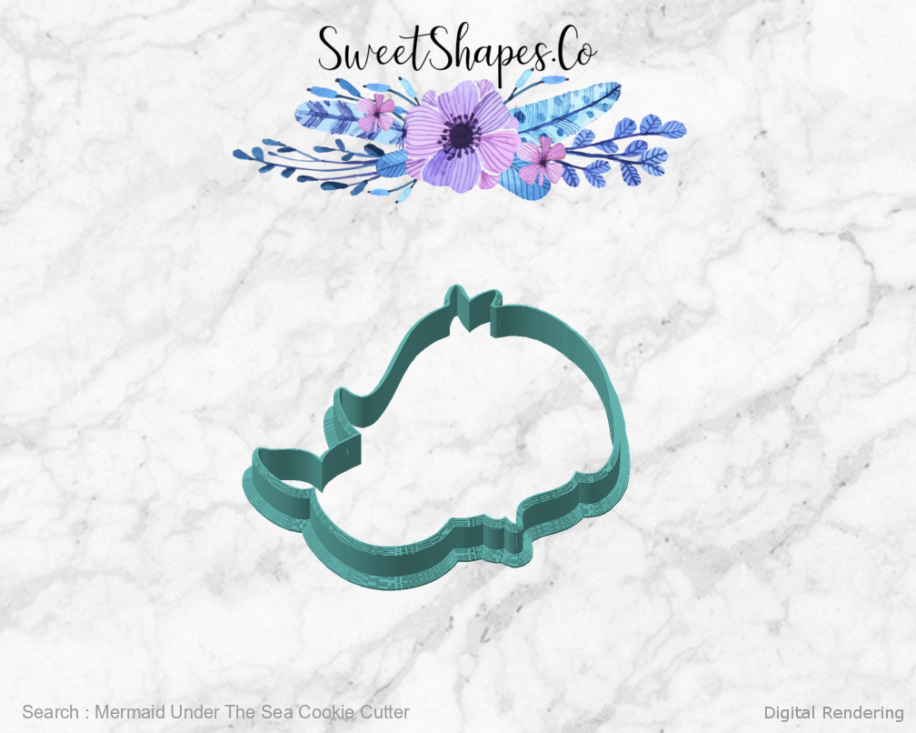 Mermaid Under The Sea Cookie Cutter — angled front view