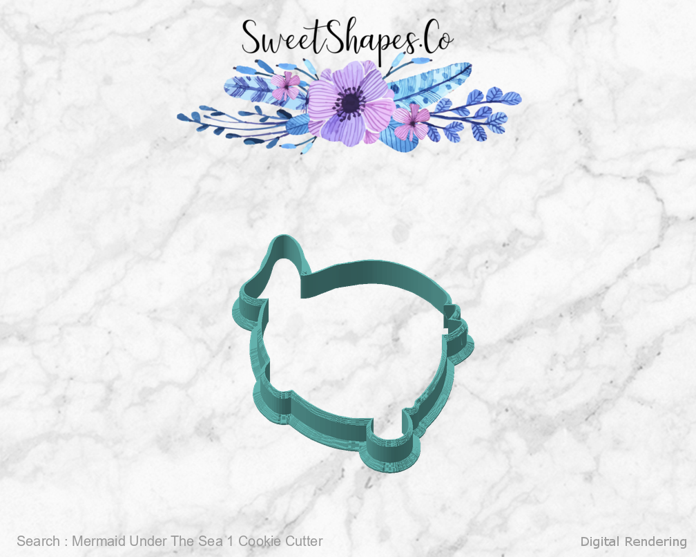 Mermaid Under The Sea 1 Cookie Cutter — angled front view