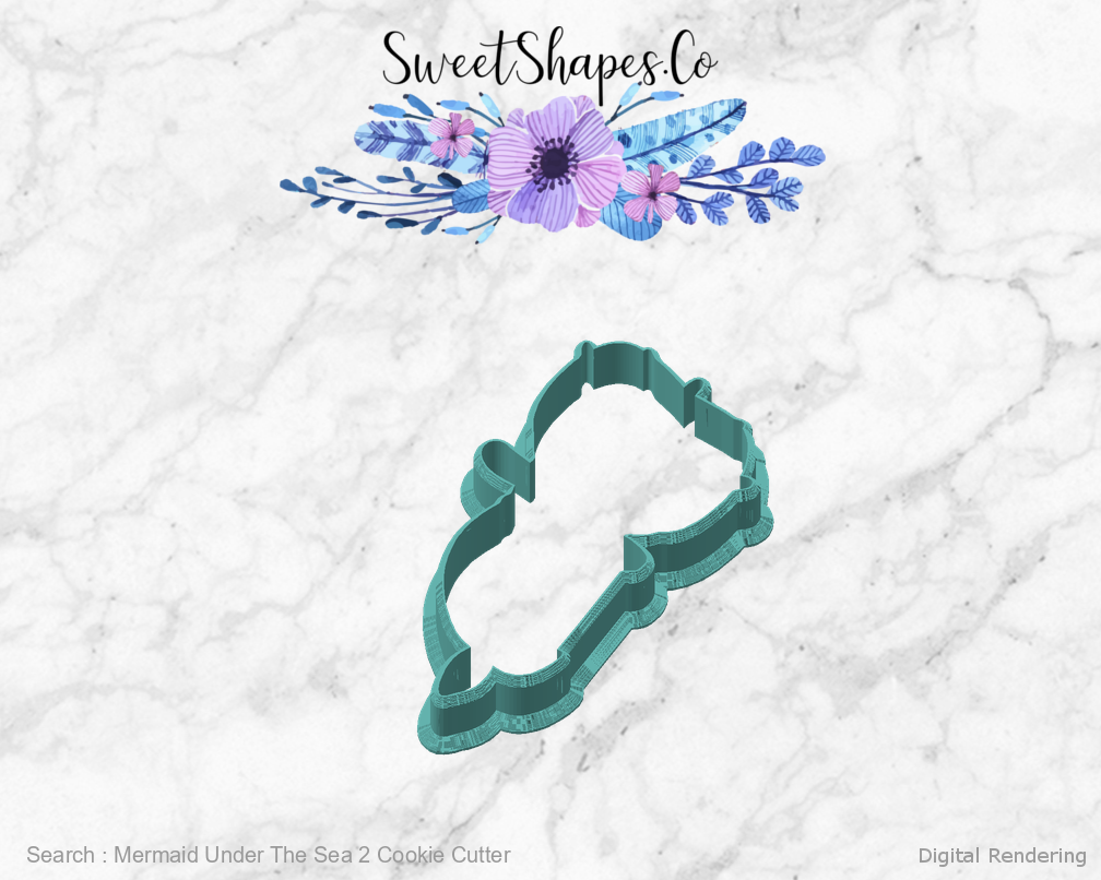 Mermaid Under The Sea 2 Cookie Cutter — angled front view