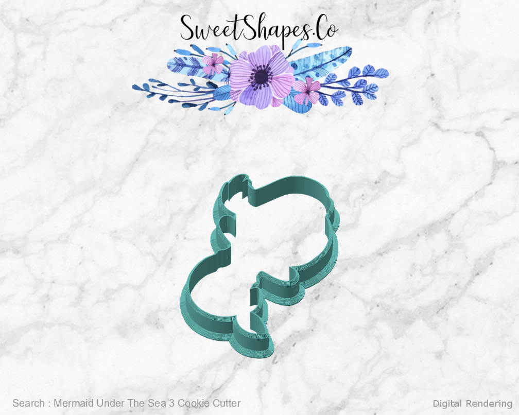 Mermaid Under The Sea 3 Cookie Cutter — angled front view