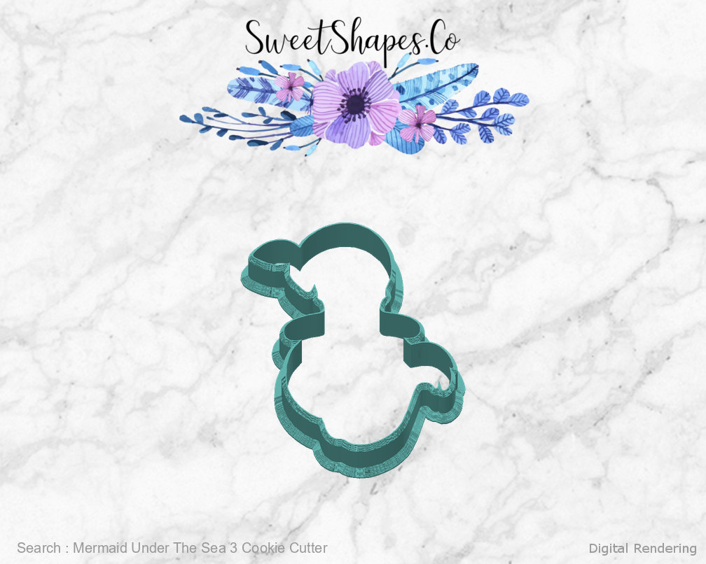 Mermaid Under The Sea 3 Cookie Cutter — back view