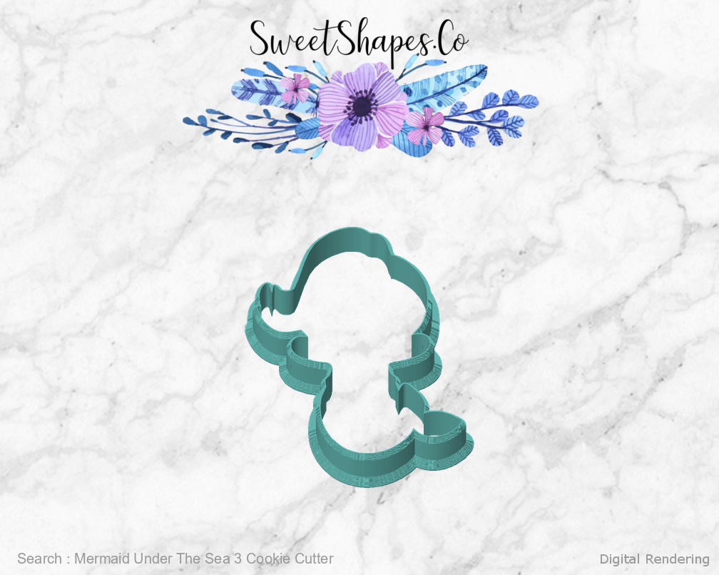 Mermaid Under The Sea 3 Cookie Cutter — front view