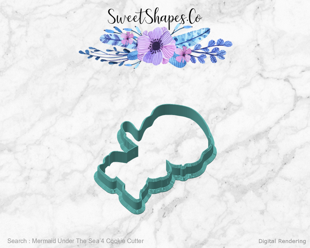 Mermaid Under The Sea 4 Cookie Cutter — angled front view