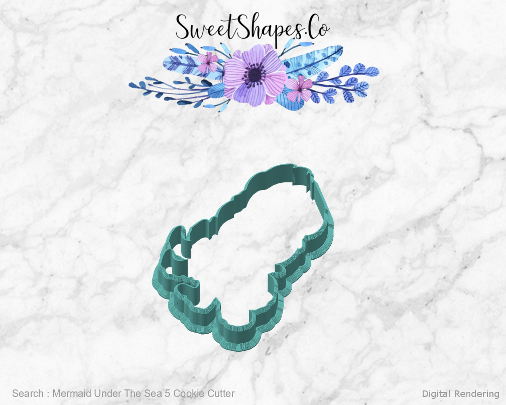 Mermaid Under The Sea 5 Cookie Cutter — angled front view