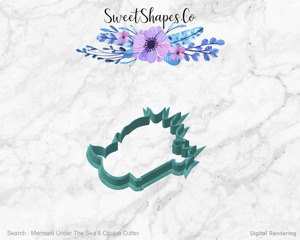 Mermaid Under The Sea 6 Cookie Cutter — angled front view