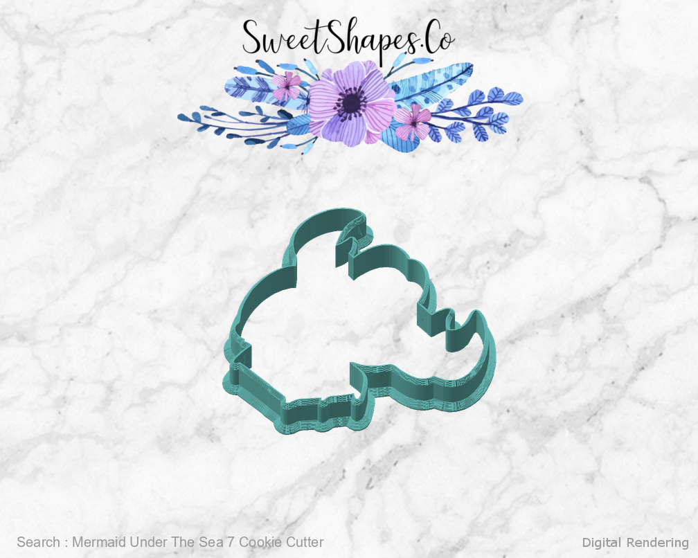 Mermaid Under The Sea 7 Cookie Cutter — angled front view