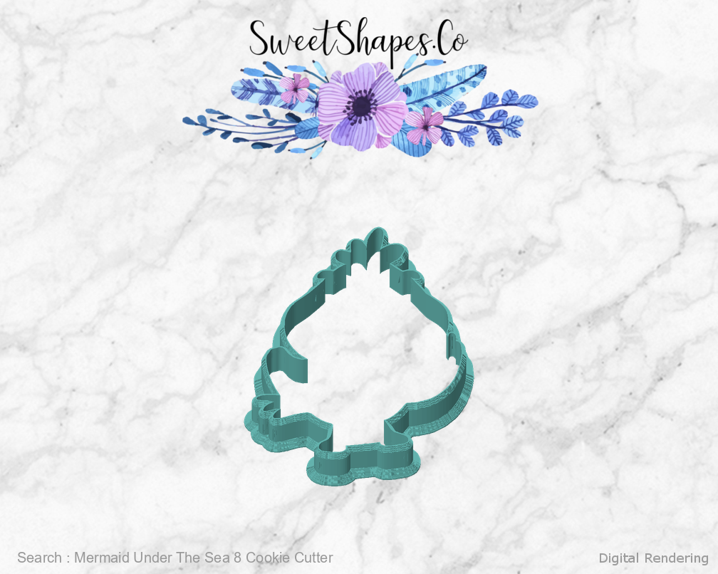 Mermaid Under The Sea 8 Cookie Cutter — front view