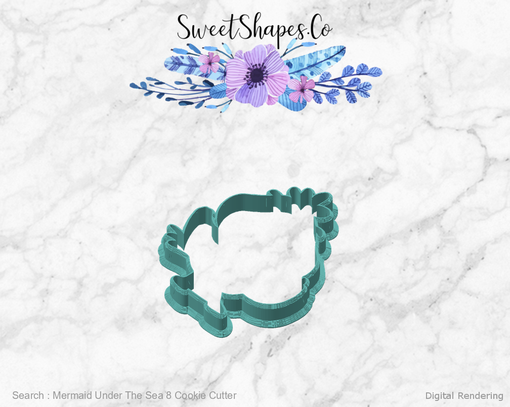 Mermaid Under The Sea 8 Cookie Cutter — angled front view